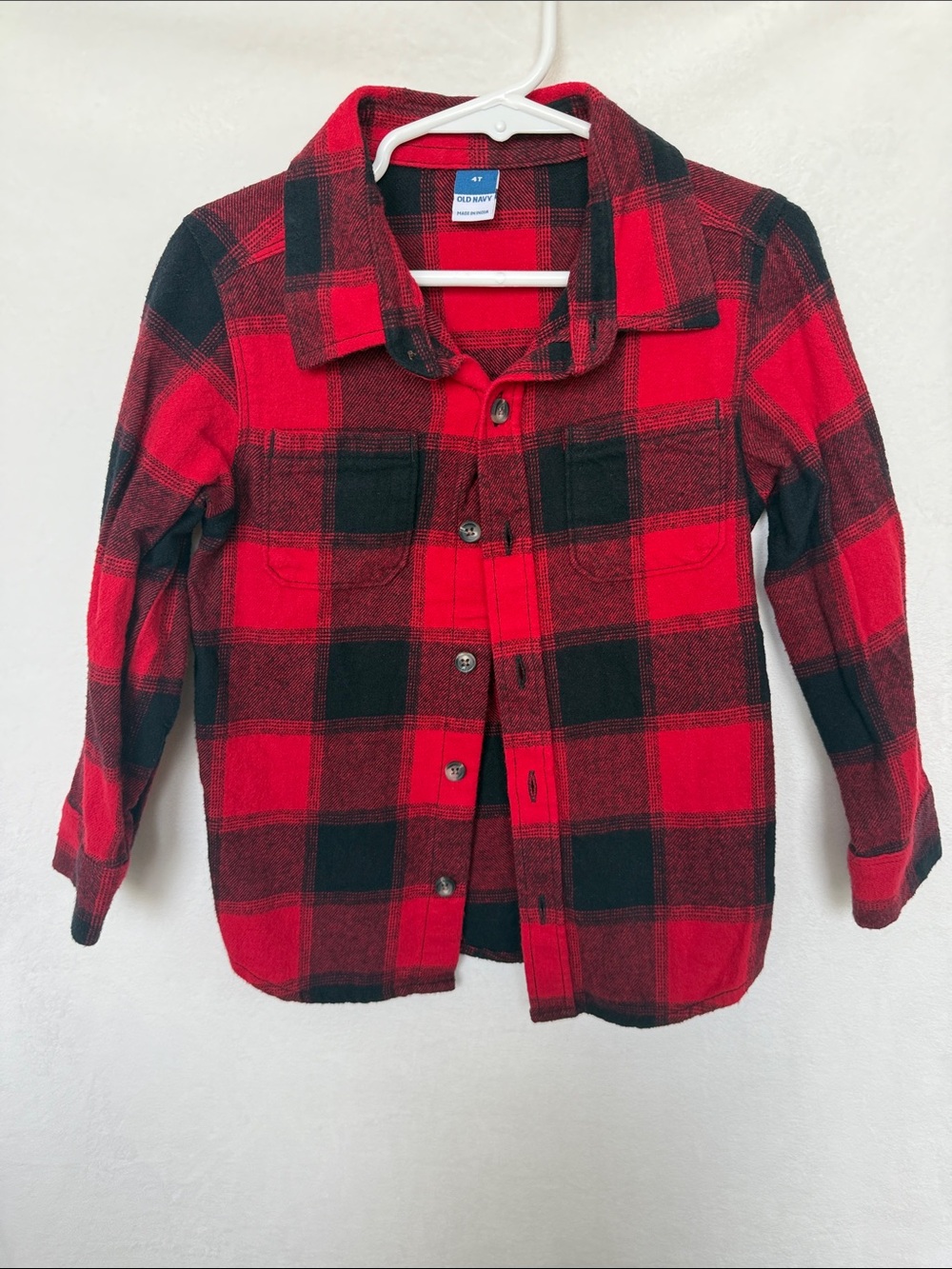 Old Navy Red and Black Plaid Button-Down Shirt